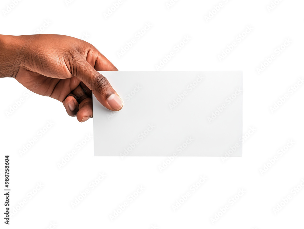 Fototapeta premium A hand holding a blank card, ideal for mockups or templates. Perfect for presentations and creative projects.
