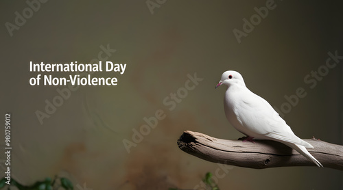 A serene, minimalist image emphasizing peace and non-violence with ample copy space. photo