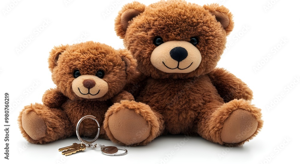Obraz premium a couple of teddy bears next to a pair of coins