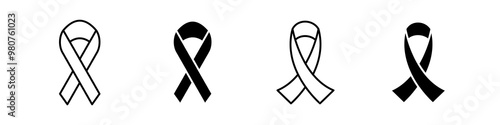 breast cancer ribbon icon set