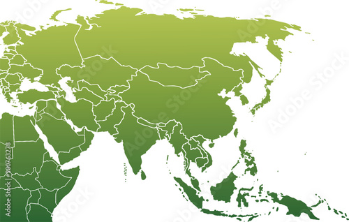 Asia map  modern colors vector, isolated on white background.Travel worldwide, map silhouette, backdrop, earth geography, political,reports,city, infographic, political, concept, outline.