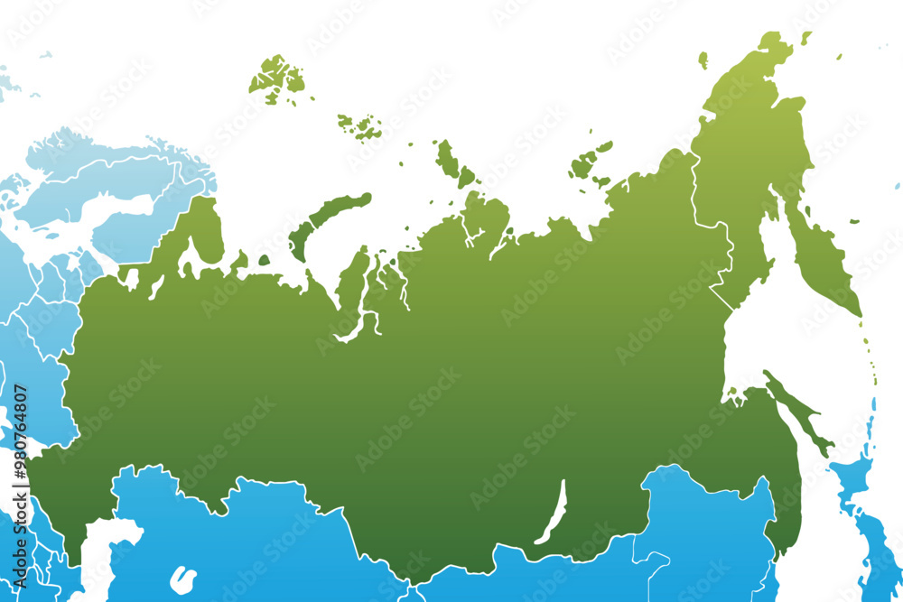 Obraz premium Map of Russia modern colors vector, isolated on white background.Travel worldwide, map silhouette, backdrop, earth geography, political,reports,city, infographic, political, concept, outline.