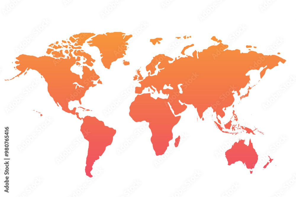 Obraz premium World map modern colors vector, isolated on white background.Travel worldwide, map silhouette, backdrop, earth geography, political,reports,city, infographic, political, concept, outline.