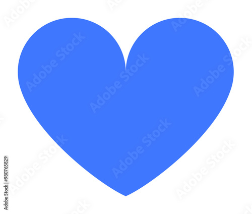 Solid bright blue heart shape in simple vector design. Ideal for love, compassion, relationships, romance, and Valentine s Day themes. Minimalistic and clean style.