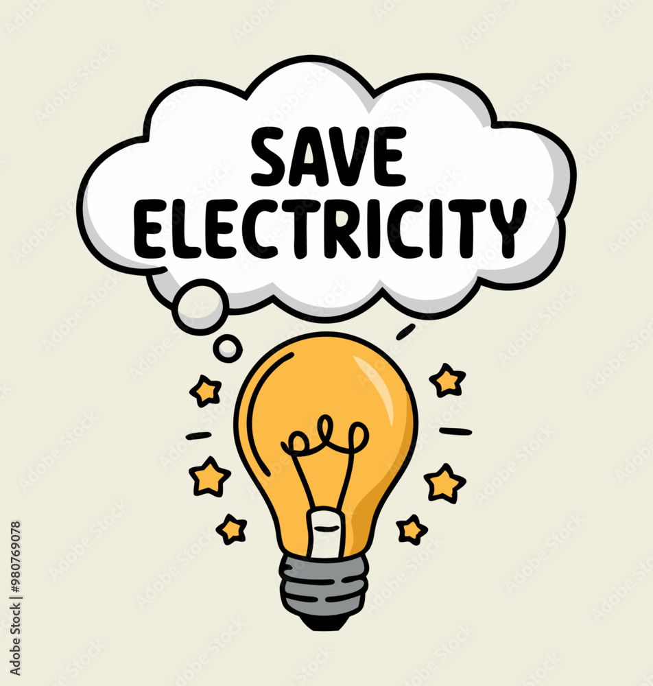 Illustration of a light bulb with a thought bubble that says Illustration of a light bulb with a thought bubble that says