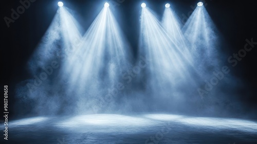 Dynamic Spotlights Casting Radiant Beams of Light Across a Dramatic Dark Scene for Event Promotion and Entertainment Projects