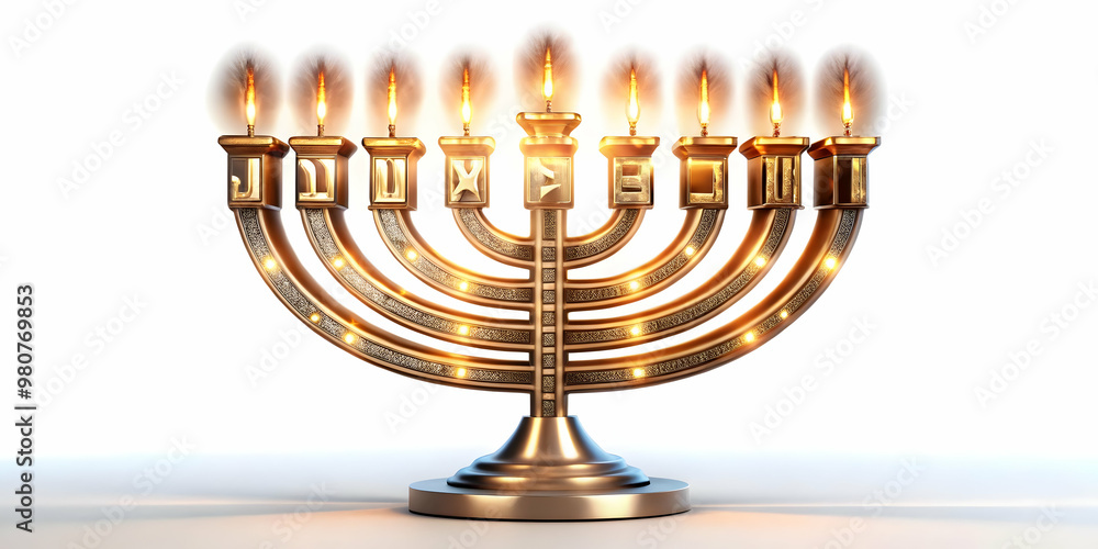 3D Glowing Menorah with Abstract Hebrew Letters: Vibrant Digital Background for Hanukkah Celebrations - Spiritual and Festive Design 3D Glowing Menorah with Abstract Hebrew Letters: Vibrant Digital Background for Hanukkah Celebrations - Spiritual and Festive Design