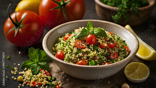 Delicious Healthy Vegan Organic Taboule, a Lebanese salad