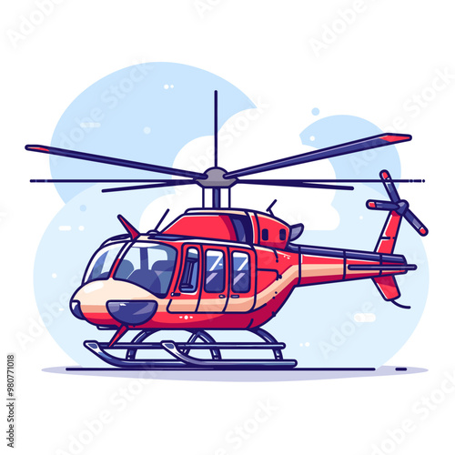 Helicopter vector illustration isolated on white background. Flat design.