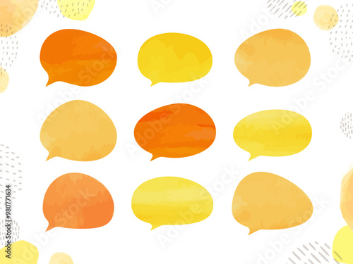 手描き　ラフな水彩 ふきだし セット water color タイトル 見出し