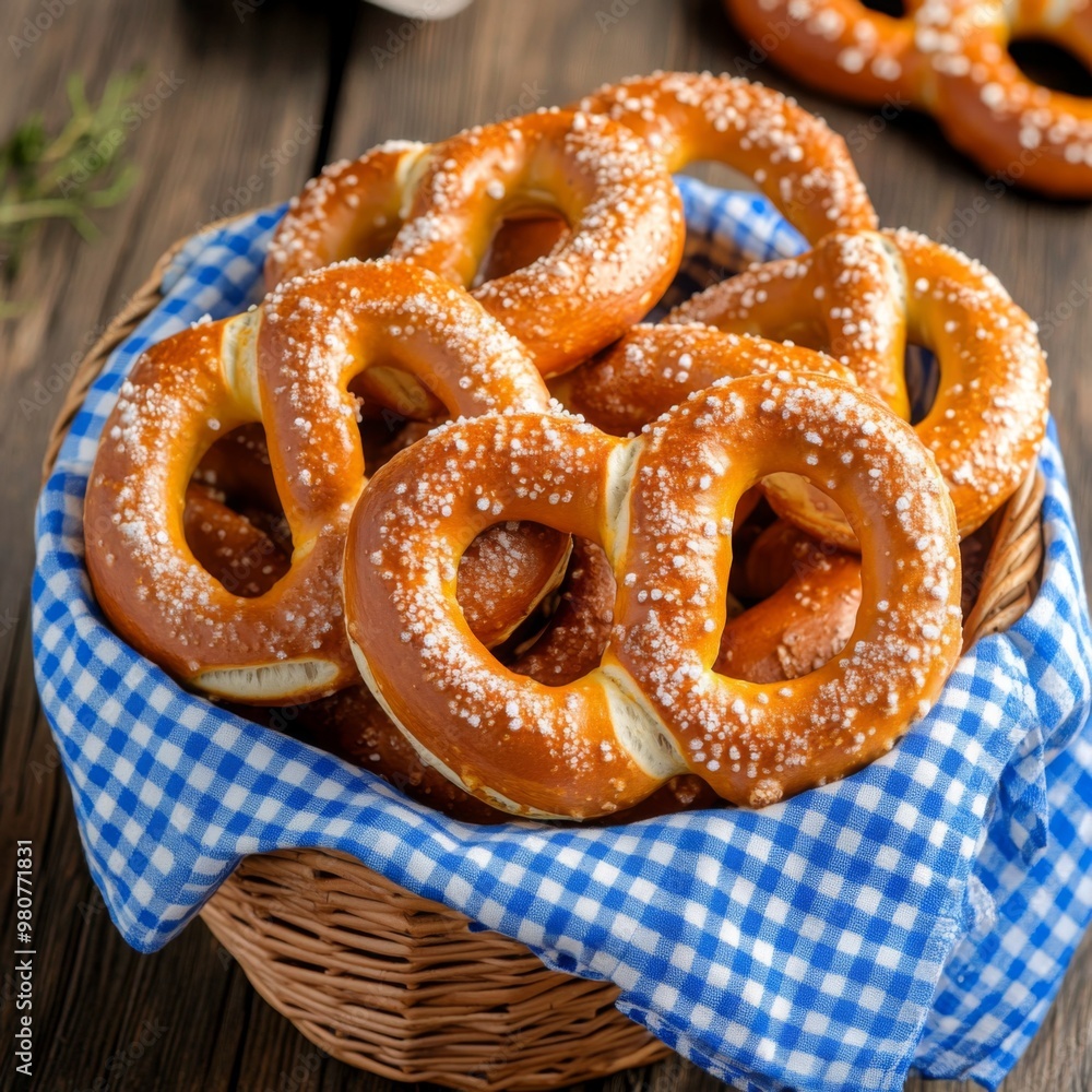 Pretzels in a basket with blue and white checkered napkin cloth on a wooden background. Stock photo contest winner. --ar 1:1 --personalize 9qde34h --v 6.1 Job ID: fa3ba99d-8d74-46d7-aa88-da18676b0cc1 Pretzels in a basket with blue and white checkered napkin cloth on a wooden background. Stock photo contest winner. --ar 1:1 --personalize 9qde34h --v 6.1 Job ID: fa3ba99d-8d74-46d7-aa88-da18676b0cc1