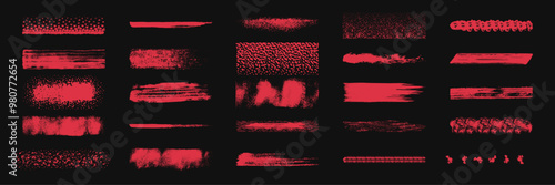 Set of red abstract brush strokes, ideal for design projects and adding texture to artworks.
