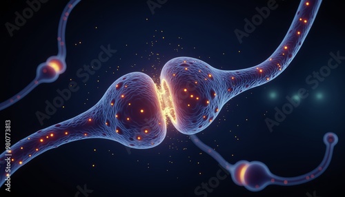 Medical Illustration of Signal Transmission in Human Nervous System