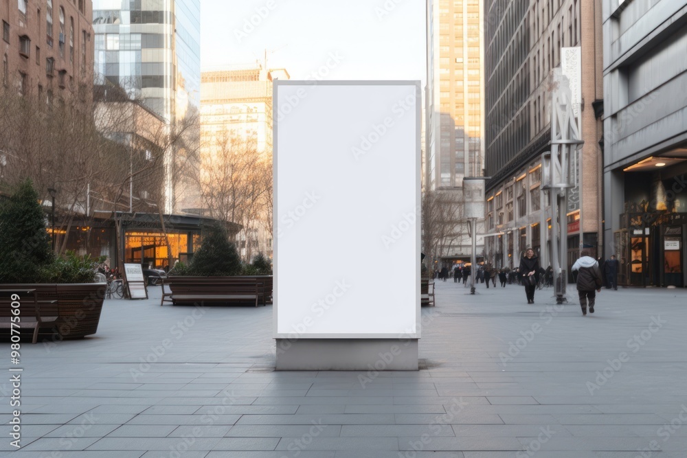 Vertical Signboard Mockup architecture lighting walking. Vertical Signboard Mockup architecture lighting walking.