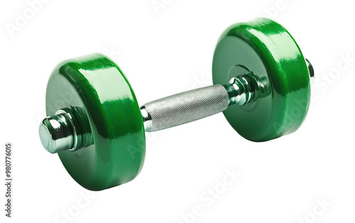 Green classic dumbbells isolated on white or transparent background photo