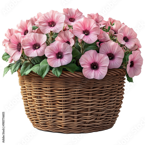 Beautiful pink gerbera daisies in a wicker basket, a perfect floral gift for spring