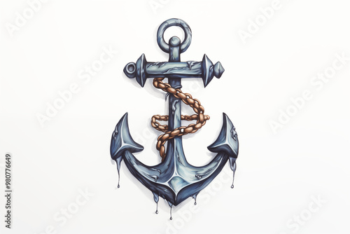 Colors marine anchor tattoo on white background. My tattoo. Marine tattoo. Tattoo idea. For tattoo artists. Tattoo parlor. Marine world. Black ink.