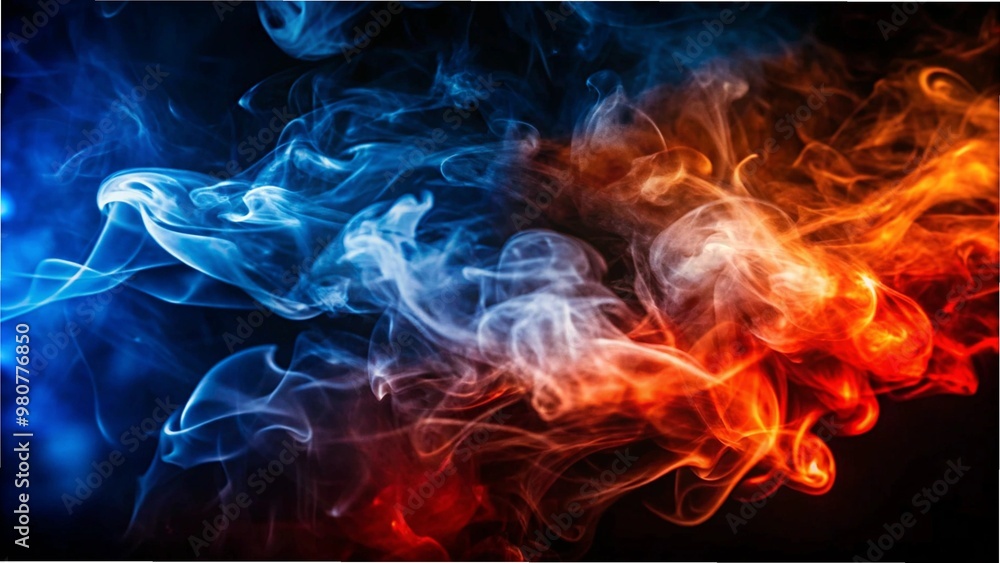 Vibrant, colorful smoke swirls against a deep black background, showcasing a stunning contrast in hues and textures Vibrant, colorful smoke swirls against a deep black background, showcasing a stunning contrast in hues and textures