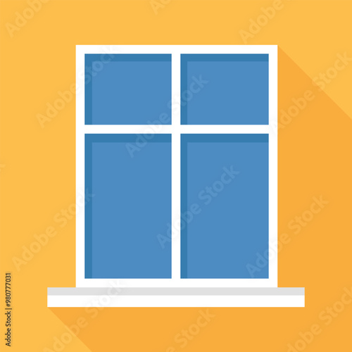 Window icon in flat style. Window on the wall. Vector illustration