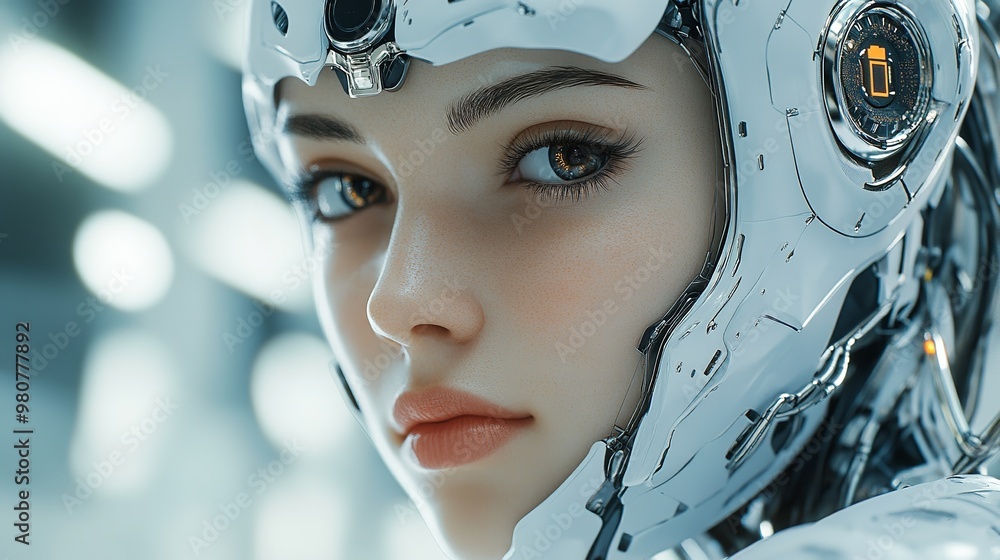 A woman with a white helmet on her head A woman with a white helmet on her head
