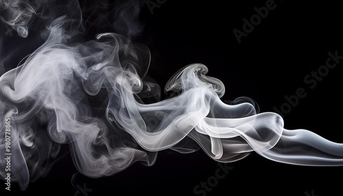 White grey smoke isolated on a black background