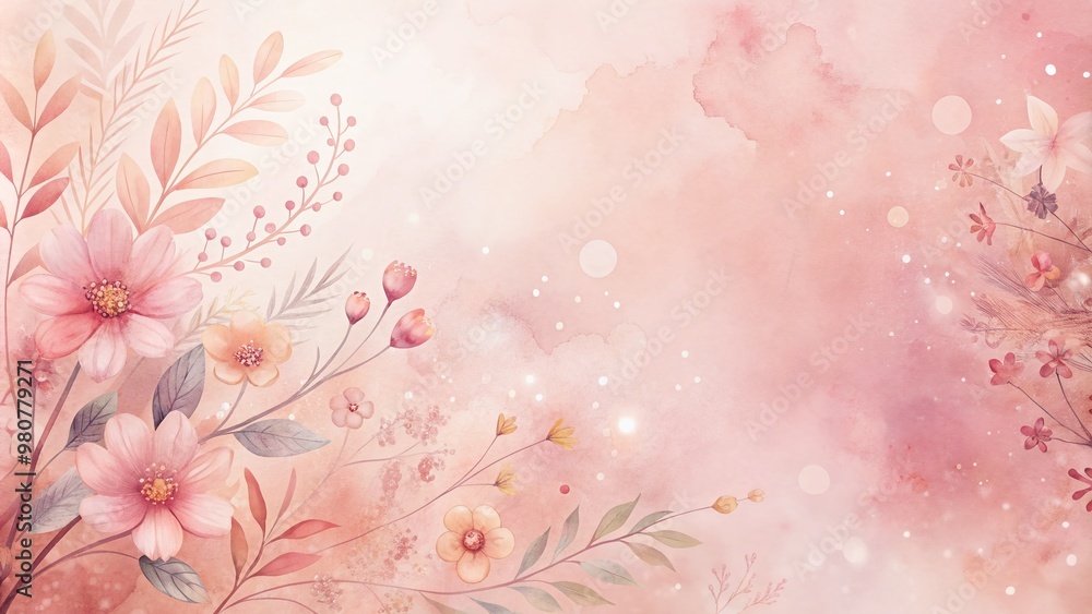 Delicate hand-drawn flowers adorn the left side of a soft, dreamy light pink watercolor background, evoking a sense of femininity and whimsical elegance. Delicate hand-drawn flowers adorn the left side of a soft, dreamy light pink watercolor background, evoking a sense of femininity and whimsical elegance.