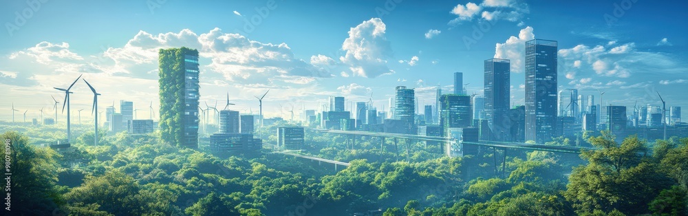 Futuristic Green City with Renewable Energy Solutions Futuristic Green City with Renewable Energy Solutions