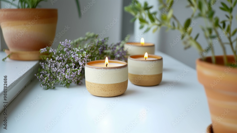 handmade candles sit on the table handmade candles sit on the table