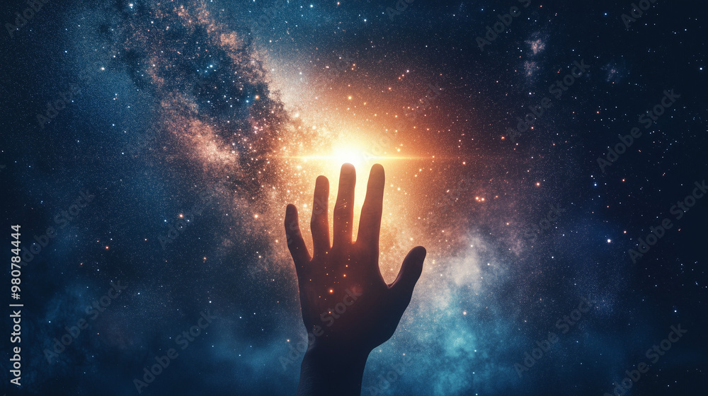 Hand Reaching Towards a Galactic Light Source Hand Reaching Towards a Galactic Light Source
