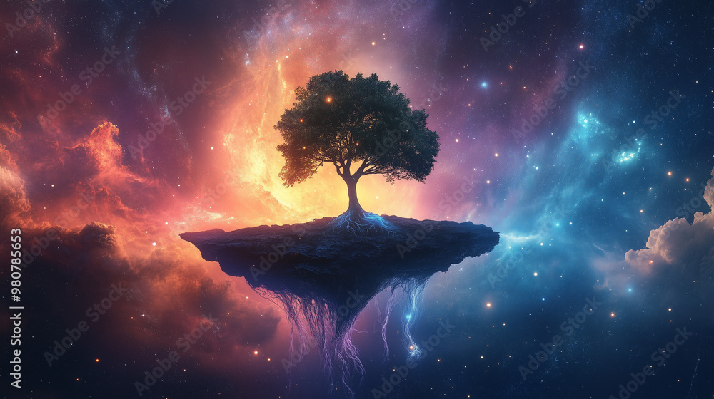 Tree on a Floating Island in a Cosmic Universe Tree on a Floating Island in a Cosmic Universe