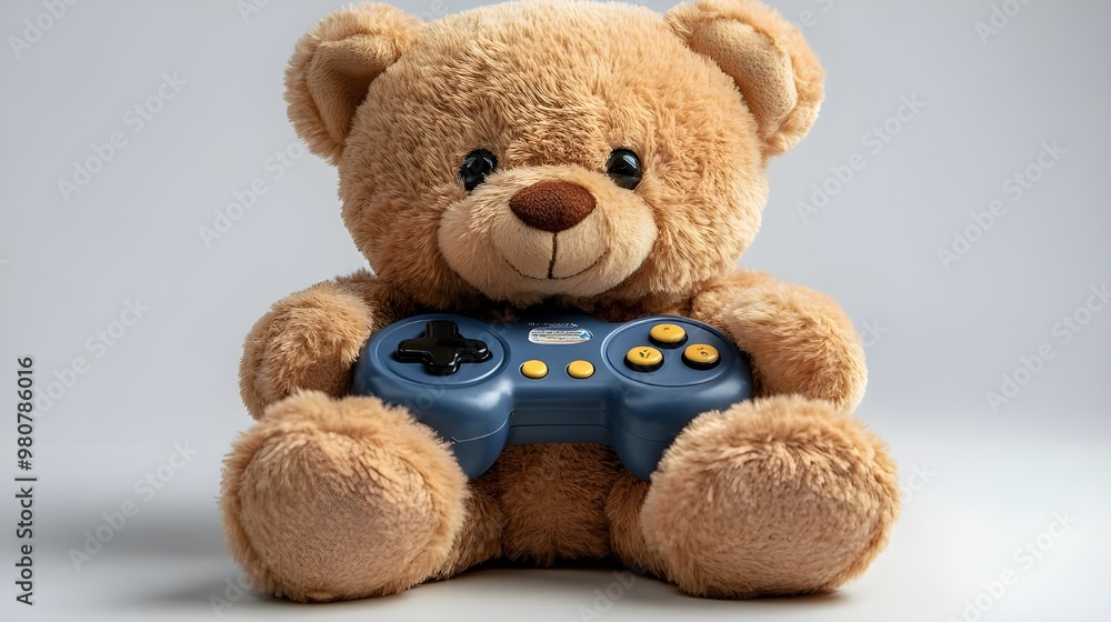 Obraz premium a teddy bear holding a video game controller