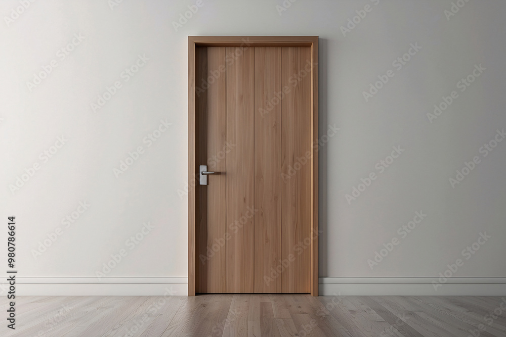 Minimalist Wooden Door in Modern Interior Design, copy space Minimalist Wooden Door in Modern Interior Design, copy space