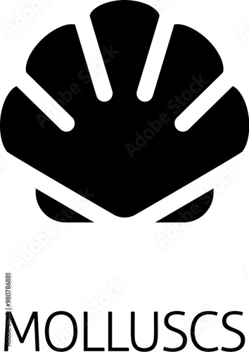A seashell shell clam mollusc food stylised icon. Possibly an icon for the allergen or allergy or a seafood concept.