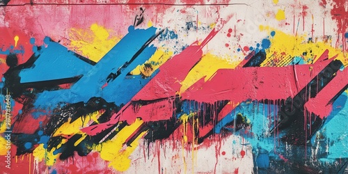 Abstract graffiti artwork featuring vibrant colors and dynamic shapes.