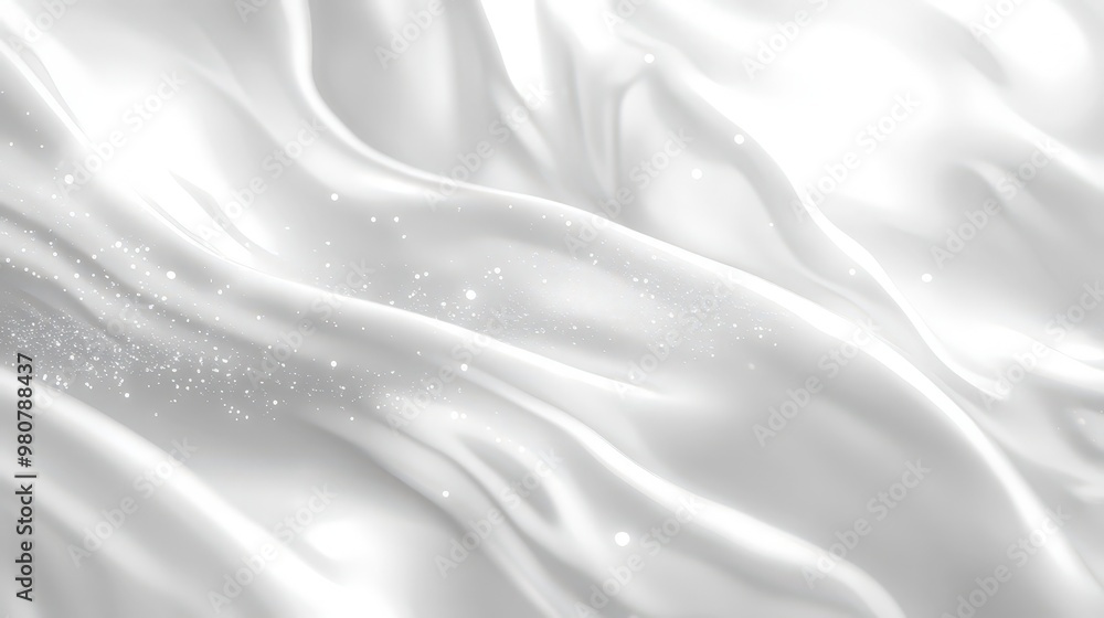 Elegant white fabric with smooth waves and subtle sparkles, ideal for ...