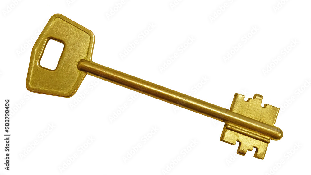 Old bronze key isolated on transparent background Old bronze key isolated on transparent background
