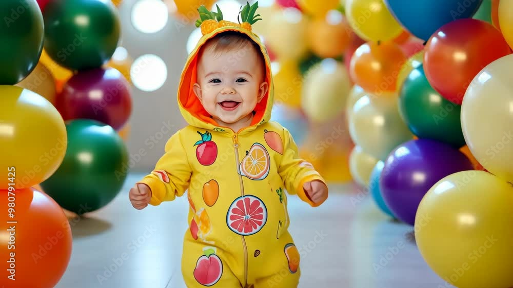 Happy Baby In Fruit Costume Happy Baby In Fruit Costume