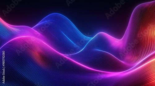 Vibrant Abstract Waves in Neon Colors