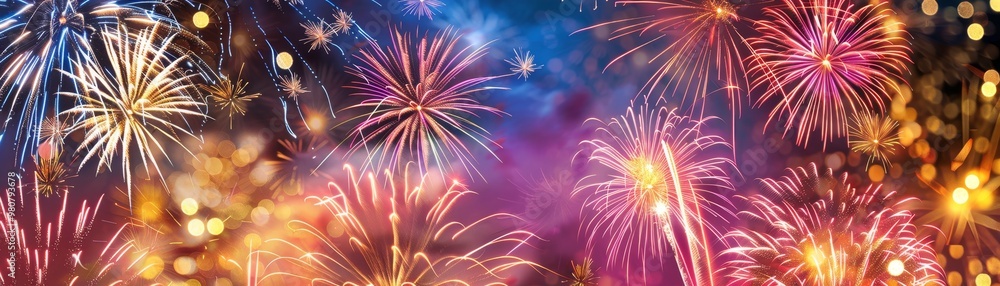 Fireworks Display in the Night Sky, Fireworks, Celebration, Event, Holiday Fireworks Display in the Night Sky, Fireworks, Celebration, Event, Holiday