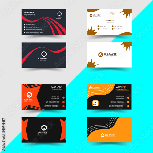 Red modern creative business card and name card horizontal simple clean template vector design bundle, business card design bundle
