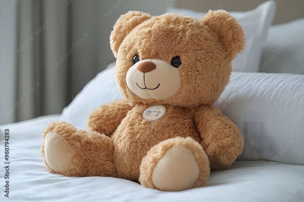 a teddy bear on a bed
a teddy bear on a bed