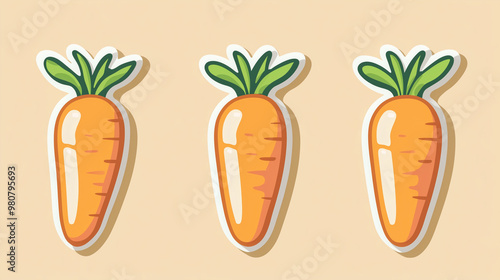 Colorful cartoon-style carrots on a light beige background