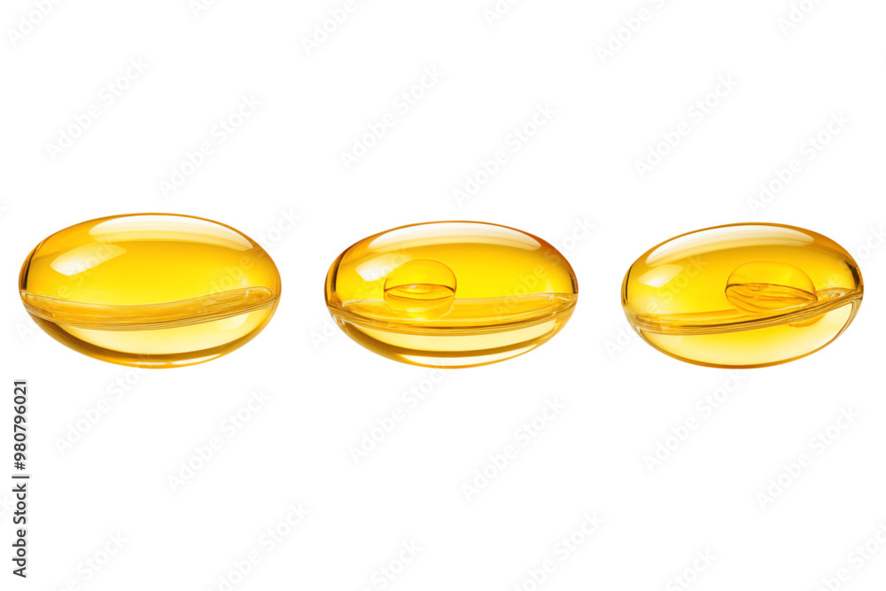 Levitation of three soft gelatin capsules isolated on transparent background. Levitation of three soft gelatin capsules isolated on transparent background.
