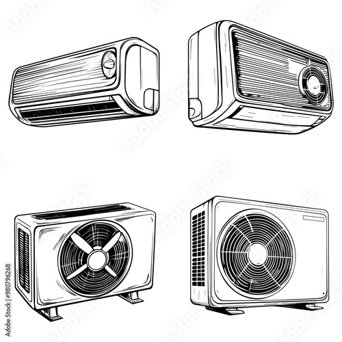 HVAC System Illustrations Air Conditioning and Heating Units