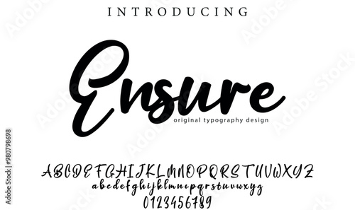 Ensure Font Stylish brush painted an uppercase vector letters, alphabet, typeface
