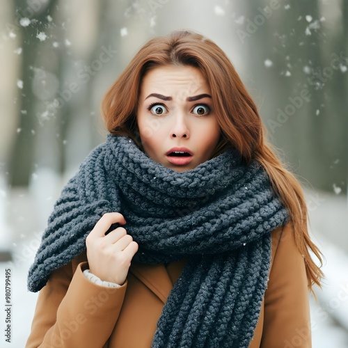 woman in hot lothes in winter photo