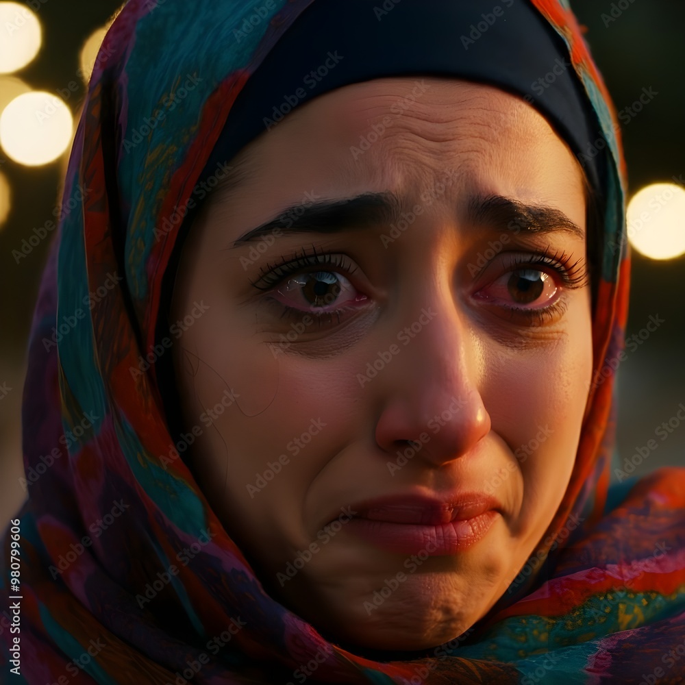 Naklejka premium muslim lady weeping