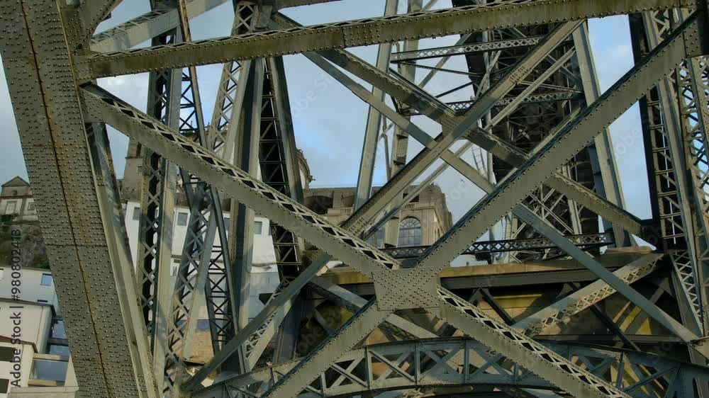 The construction frames of Dom Luis I Bridge in Porto, Portugal. The construction frames of Dom Luis I Bridge in Porto, Portugal.
