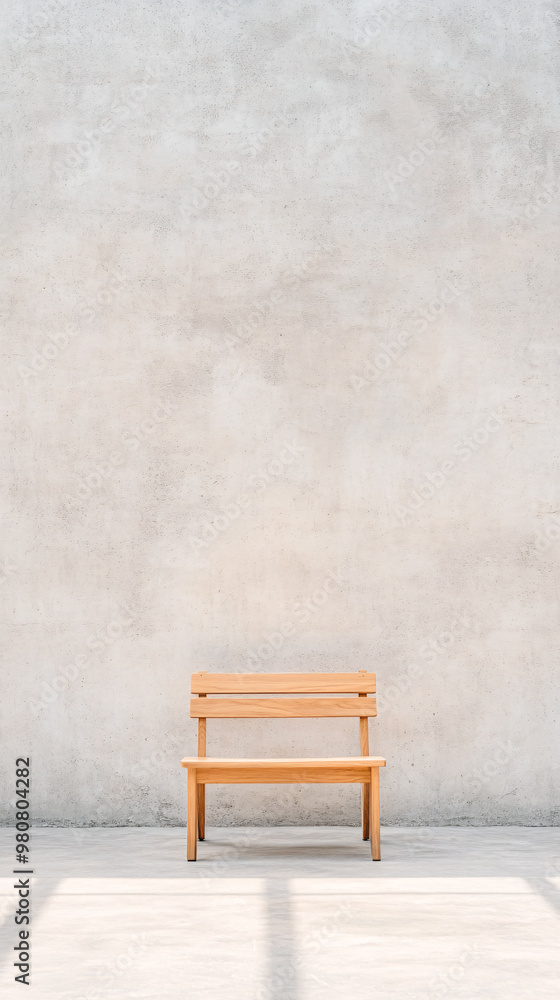 A wooden chair is sitting in front of a wall A wooden chair is sitting in front of a wall