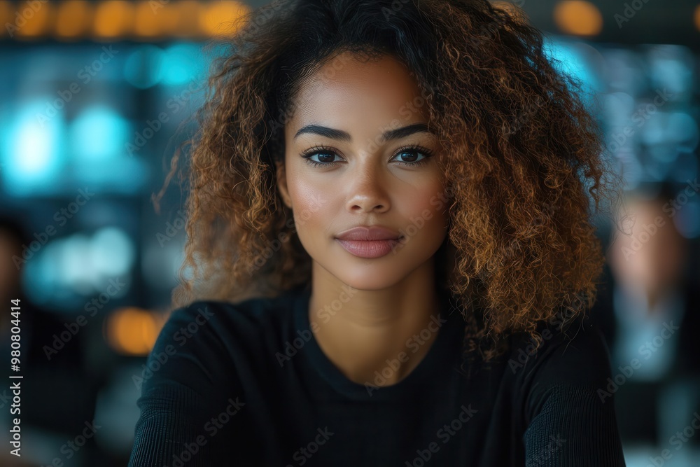 confident black businesswoman leading diverse team meeting dynamic pose smart casual attire futuristic office with holographic displays confident black businesswoman leading diverse team meeting dynamic pose smart casual attire futuristic office with holographic displays